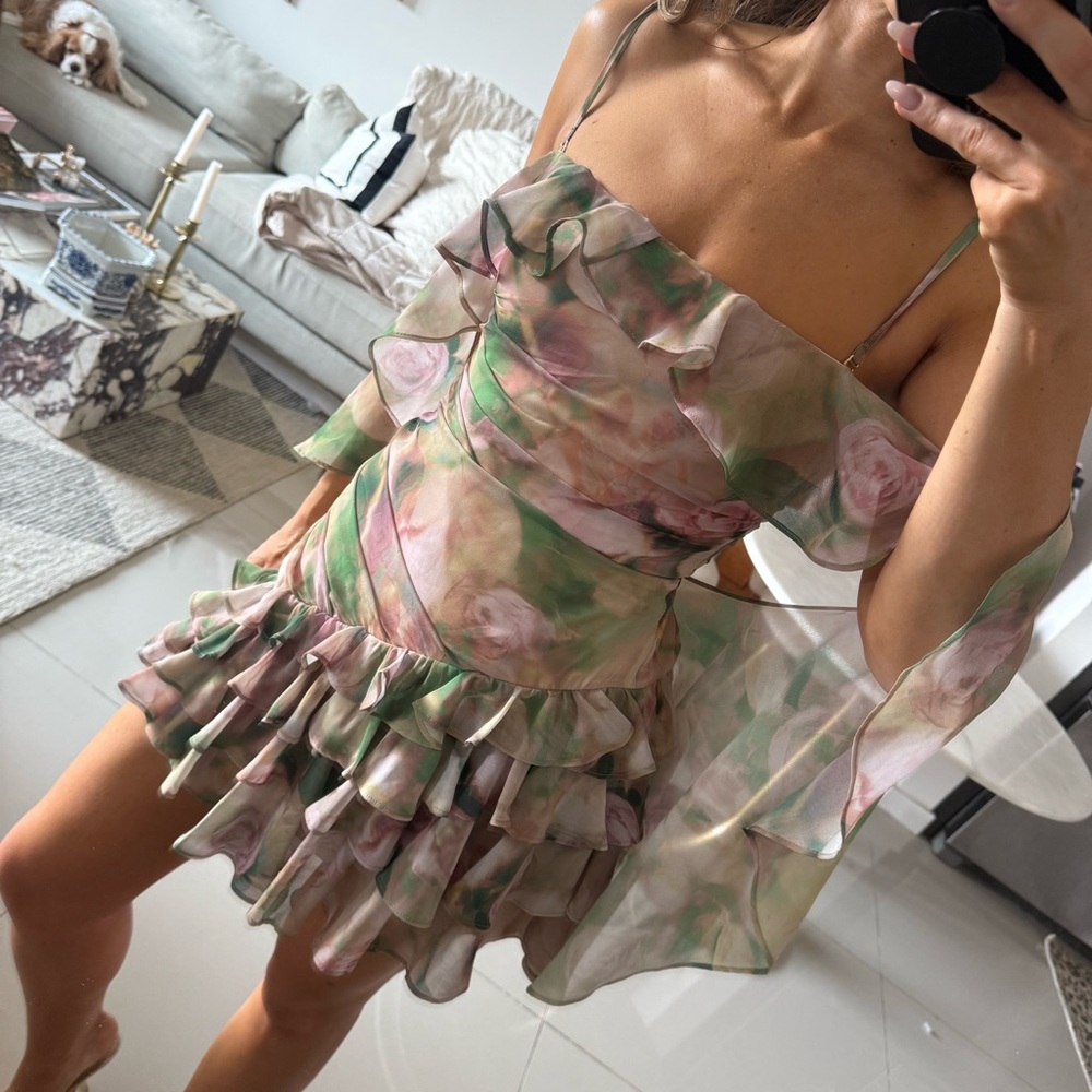 Floral Ruffle Mini Dress - Picture 2 of 10